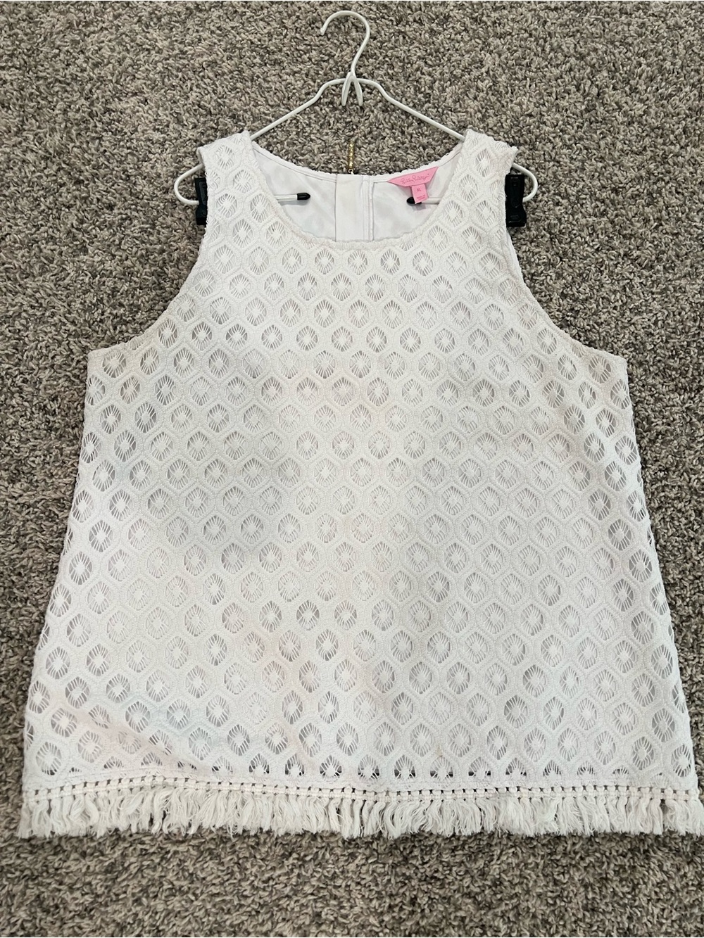 Lilly Pulitzer XL white tank top textured with Fringe